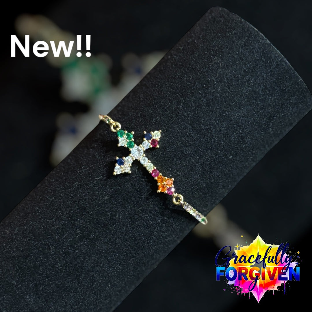 Adjustable Gold Cross Bracelet