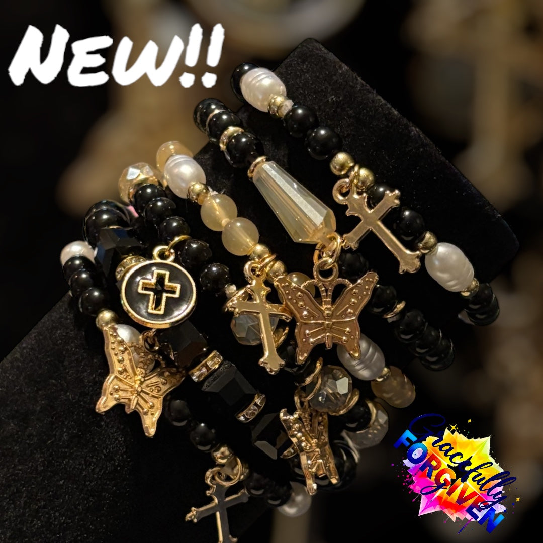 Black & Gold Butterfly Cross