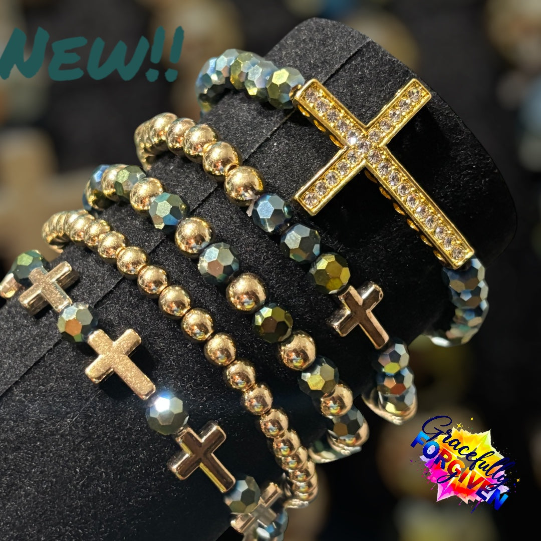 Turquoise & Gold Cross set